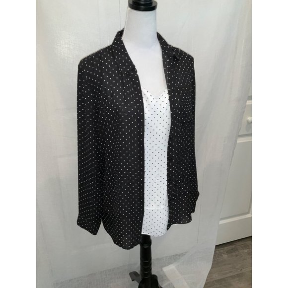 Chico's  2 pc Blouse Tank Black/White Polka dot size 1 8/10 - Picture 2 of 7